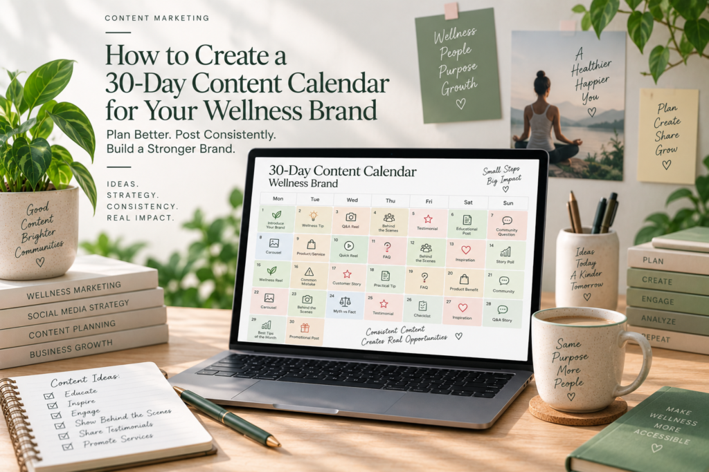 How to Create a 30-Day Content Calendar for Your Wellness Brand wellness brand content calendar workspace